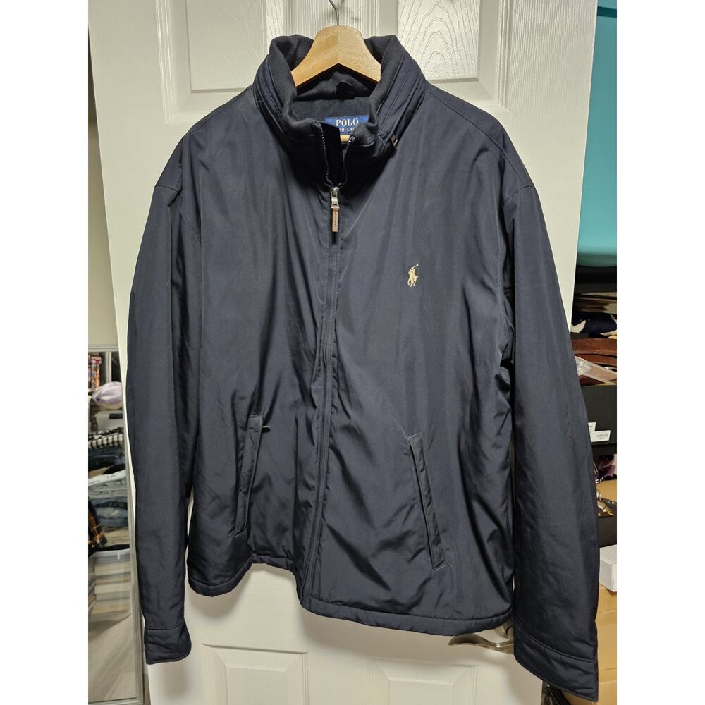 VTG POLO RALPH LAUREN PUFFER EQUESTRIAN XXL NAVY HOODED JACKET